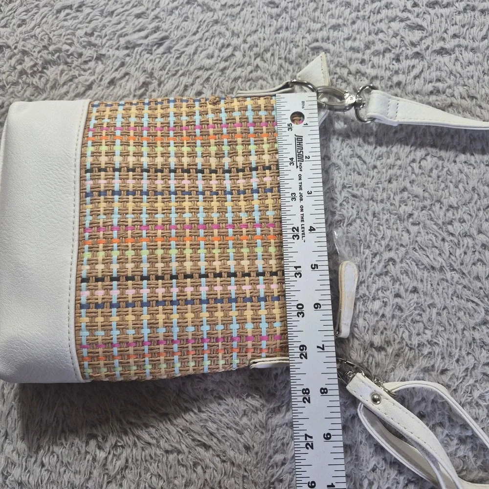Stone &‎ Co 69714 Womens White Multi Woven Paper Straw Crossbody Bag Purse NWOT